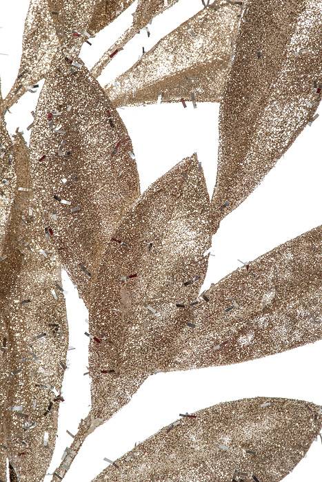 21" Glitter Sparkling Bay Leaf Spray Platinum