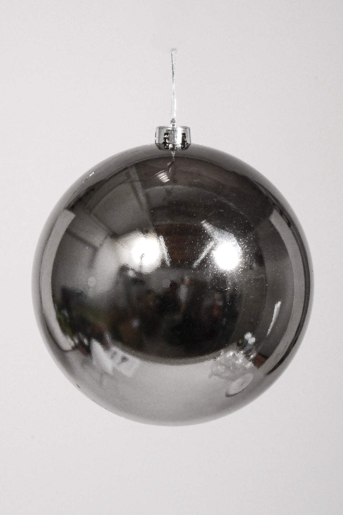 250Mm Shiny Plastic Ball Ornament Charcoal