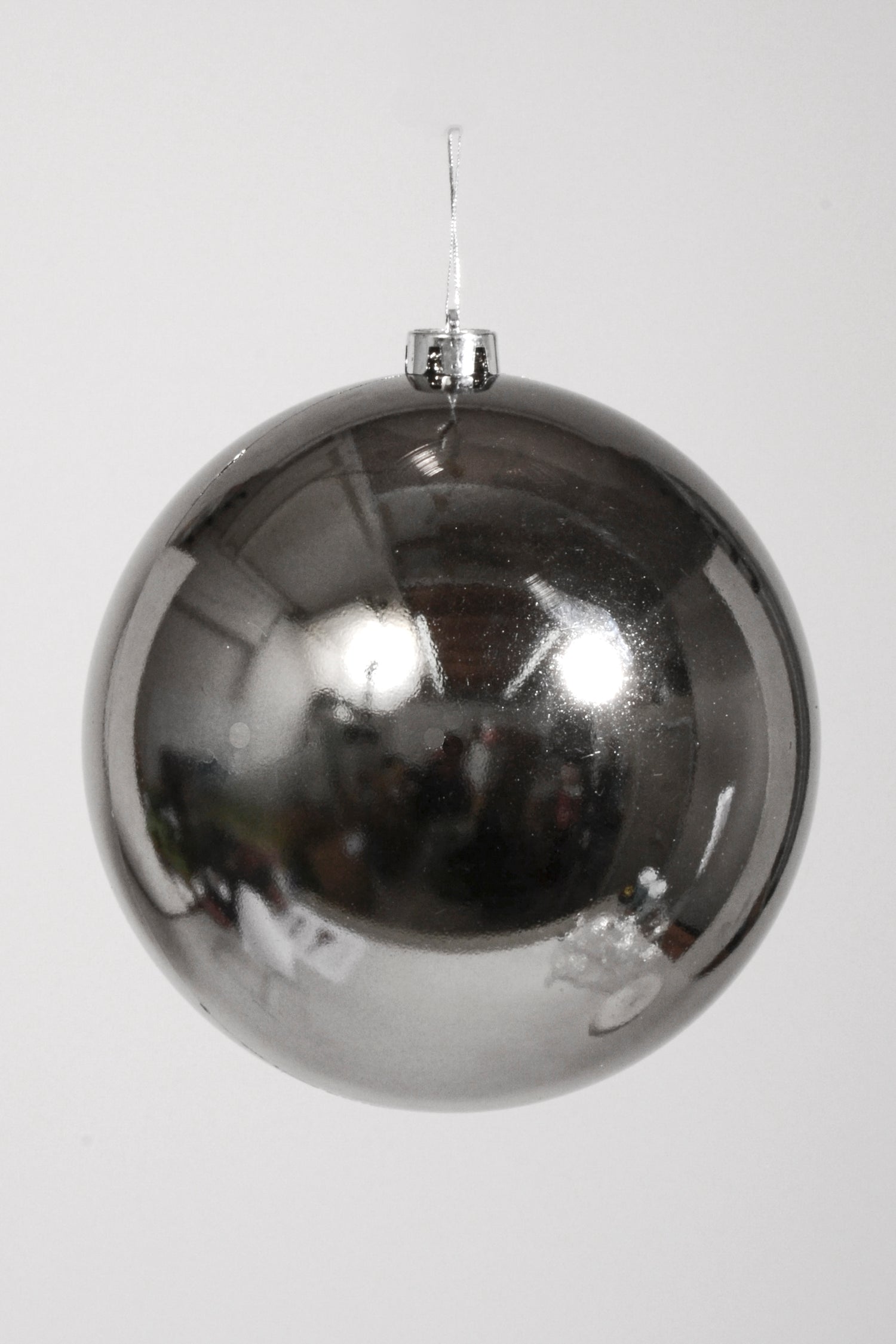 250Mm Shiny Plastic Ball Ornament Charcoal