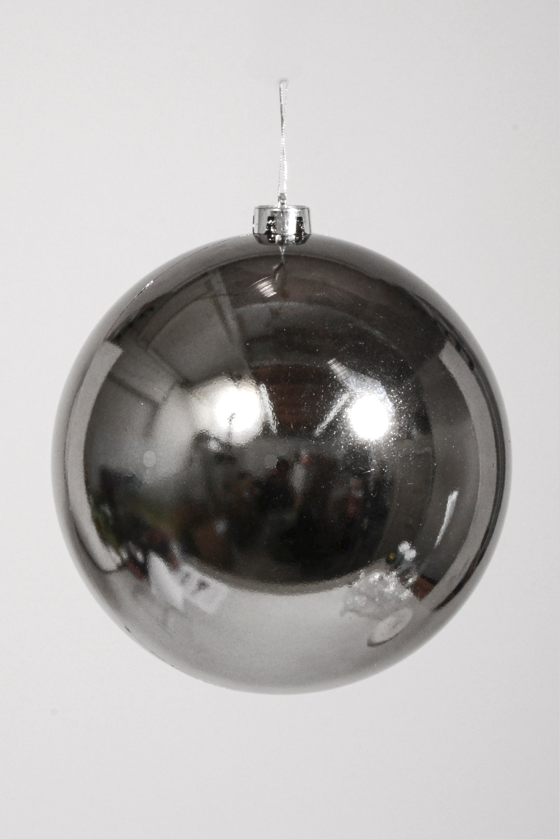 250Mm Shiny Plastic Ball Ornament Charcoal