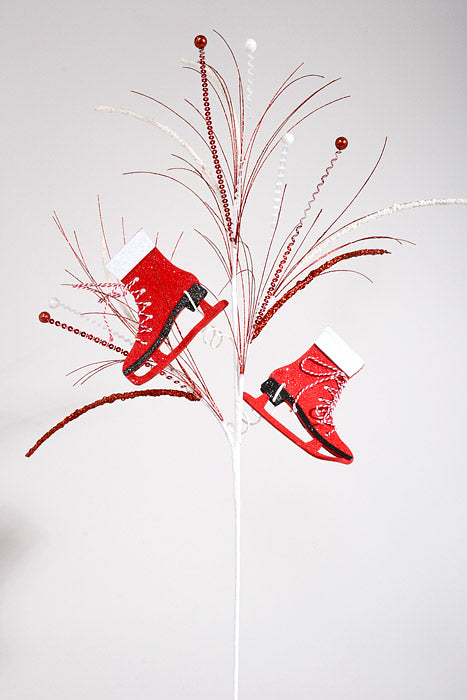 35" Glitter/Sequins Skate Spray Red/White