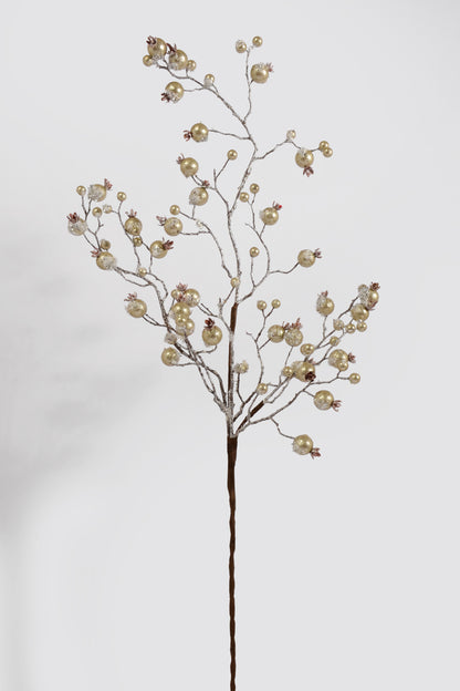 38" Gilded Frosted Crabapple Spray Pewter