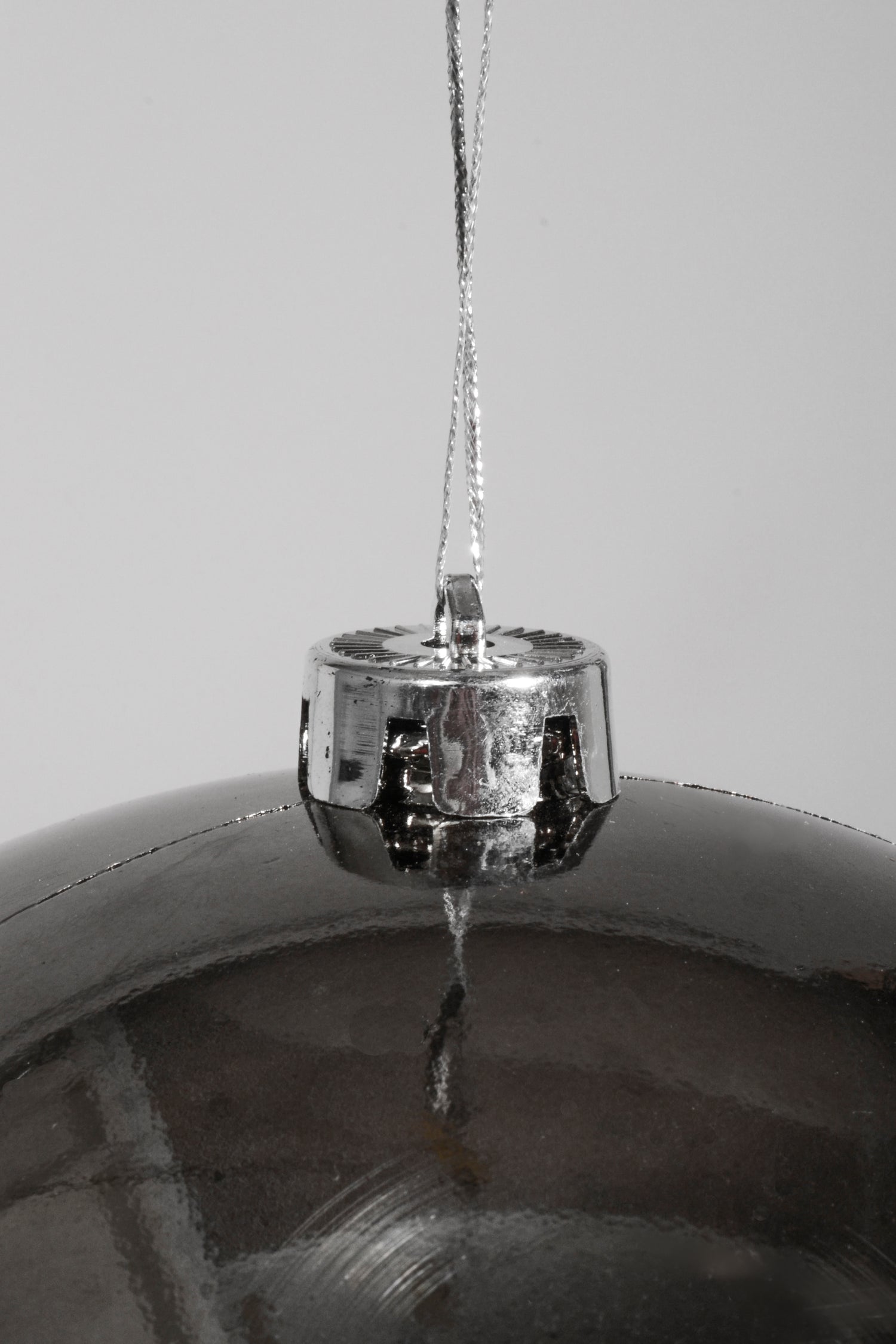 250Mm Shiny Plastic Ball Ornament Charcoal