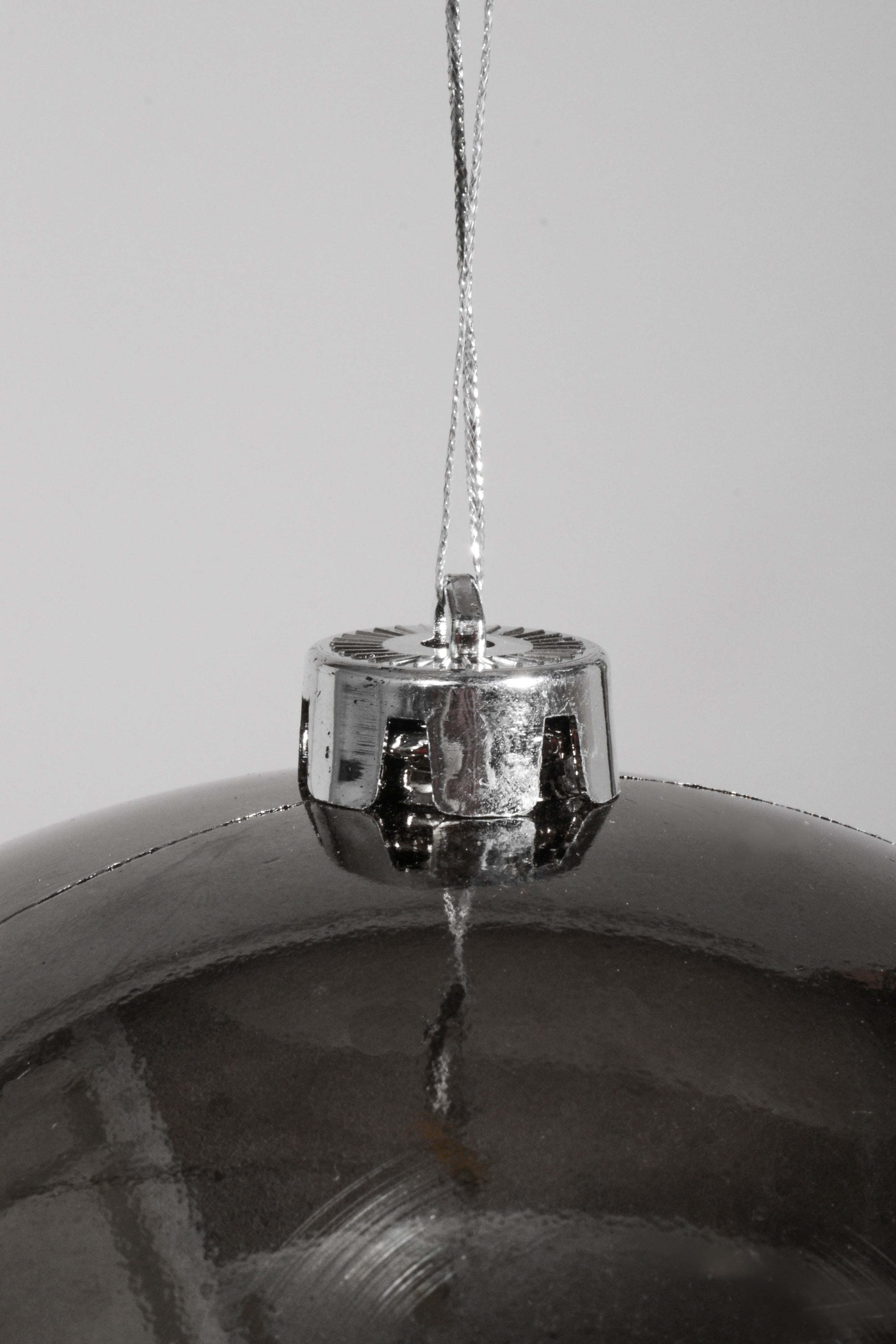 250Mm Shiny Plastic Ball Ornament Charcoal