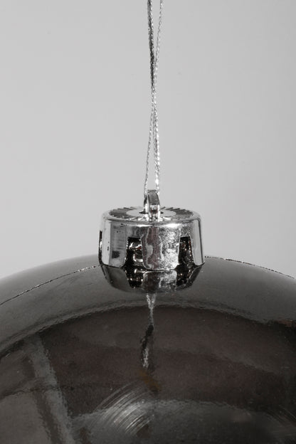 250Mm Shiny Plastic Ball Ornament Charcoal