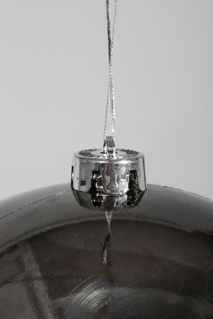 200Mm Shiny Plastic Ball Ornament Charcoal