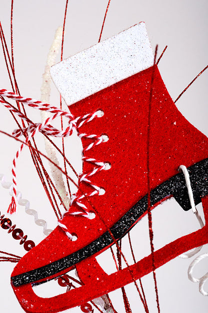 35" Glitter/Sequins Skate Spray Red/White