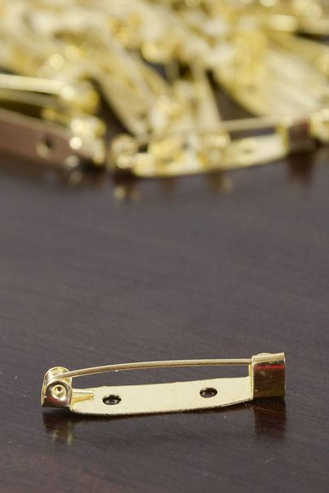 1.25&quot; Flat Back Safety Pin Gold Pkg/144