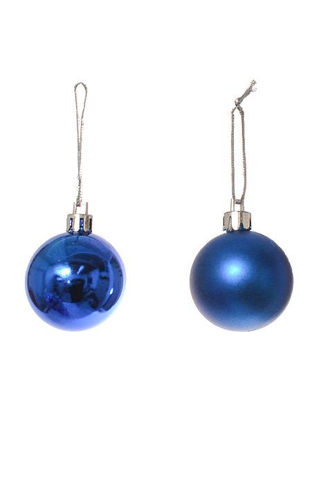 40mm Shiny &amp; Matte Plastic Ball Ornament Royal Blue Pkg/12