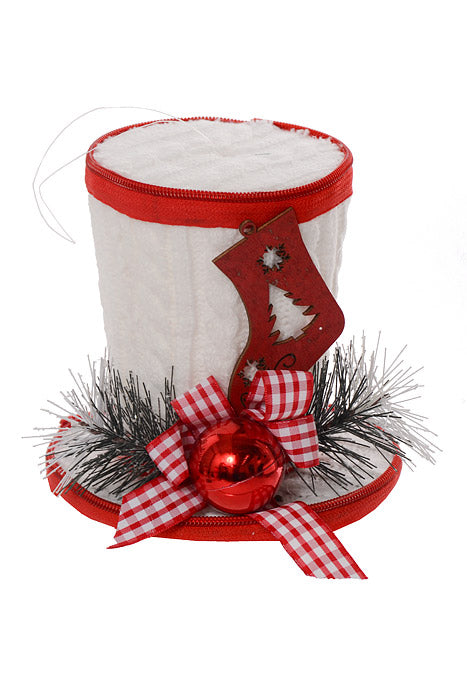 6&quot; Holiday Hat With Pine Ball Red/White