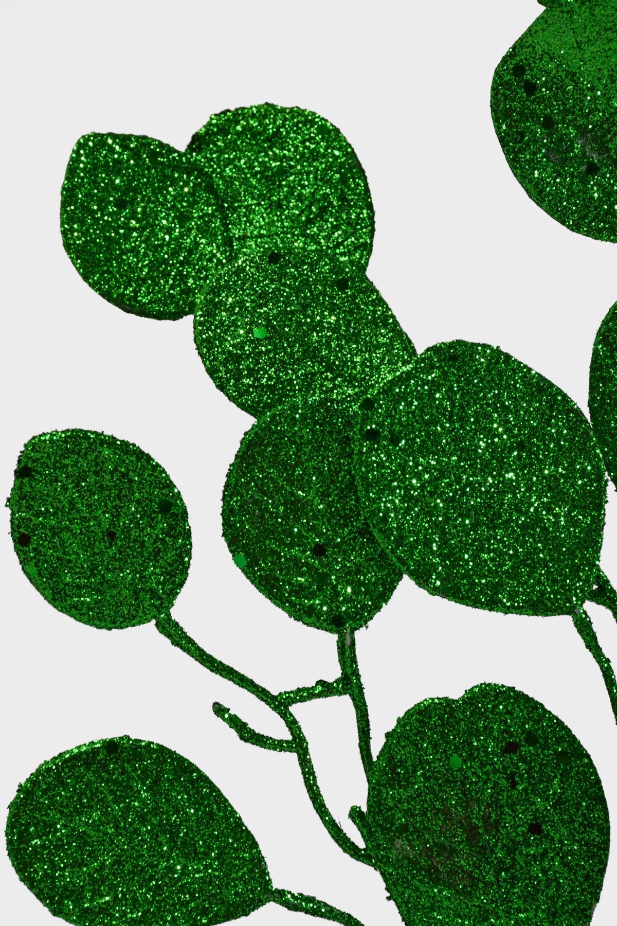 27.5" Glitter Leaves Stem Green