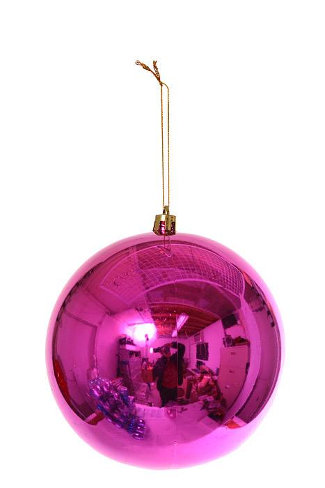 120mm Shiny Plastic Ball Fuchsia Pkg/2