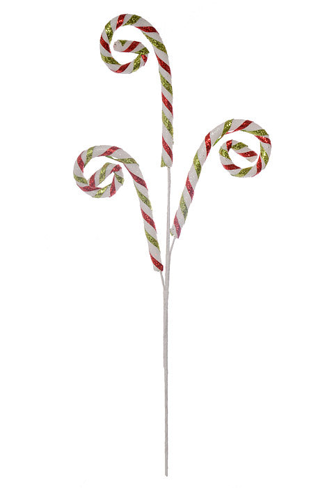 27" Curly Candy Cane Spray Red/Green