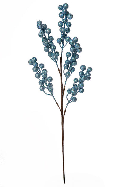 25" Glitter Berry Spray Turquoise