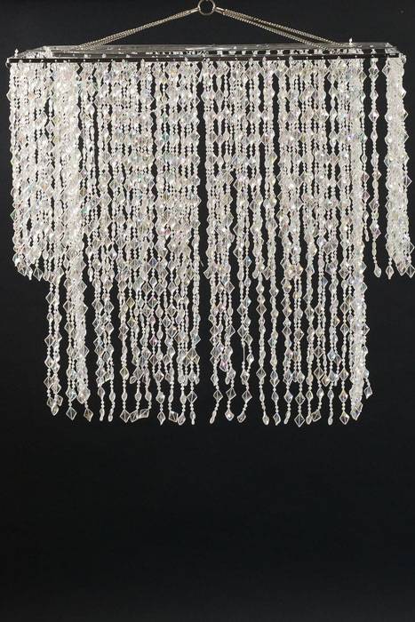 18" Two Tier Squared Sparkle Beaded Chandelier Crystal