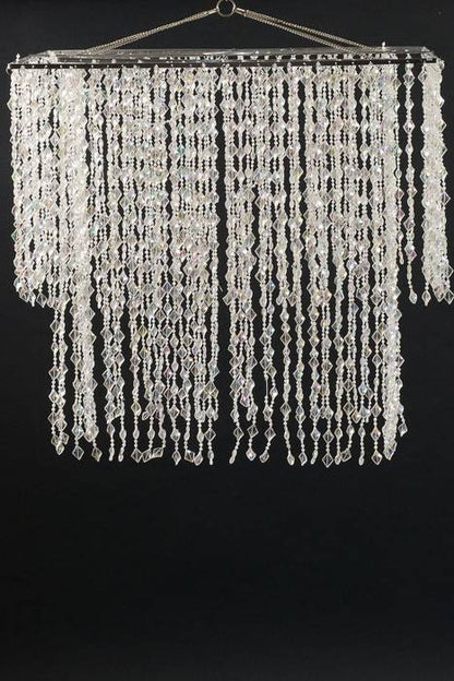 18" Two Tier Squared Sparkle Beaded Chandelier Crystal