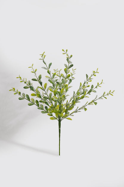 18" Plastic Snowy Boxwood Bush Green/White