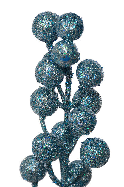 25" Glitter Berry Spray Turquoise