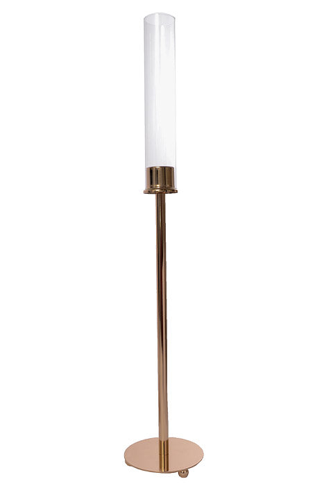 26" Metal Candle Holder With Glass Gold