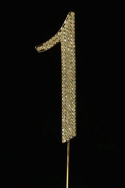4.5" Rhinestone Number "1" Cake Topper Gold
