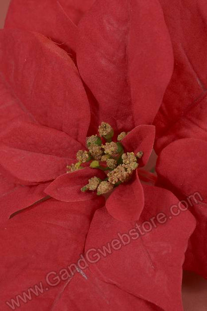 11" Velvet Poinsettia Pick (Red) Pkg/4
