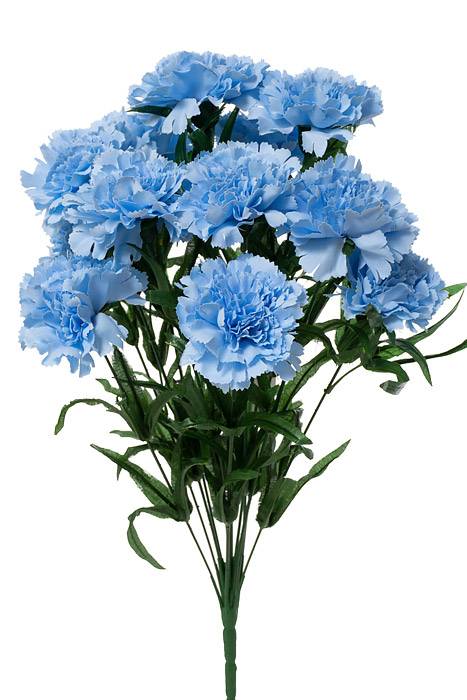 18" Silk Carnation Bush Light Blue