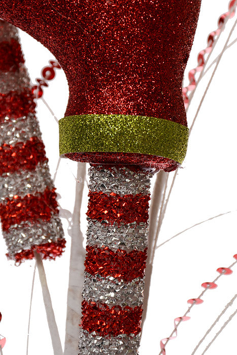 38" Glitter Elf Legs Spray White/Red