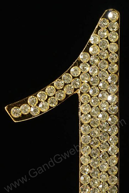 4.5" Rhinestone Number "1" Cake Topper Gold