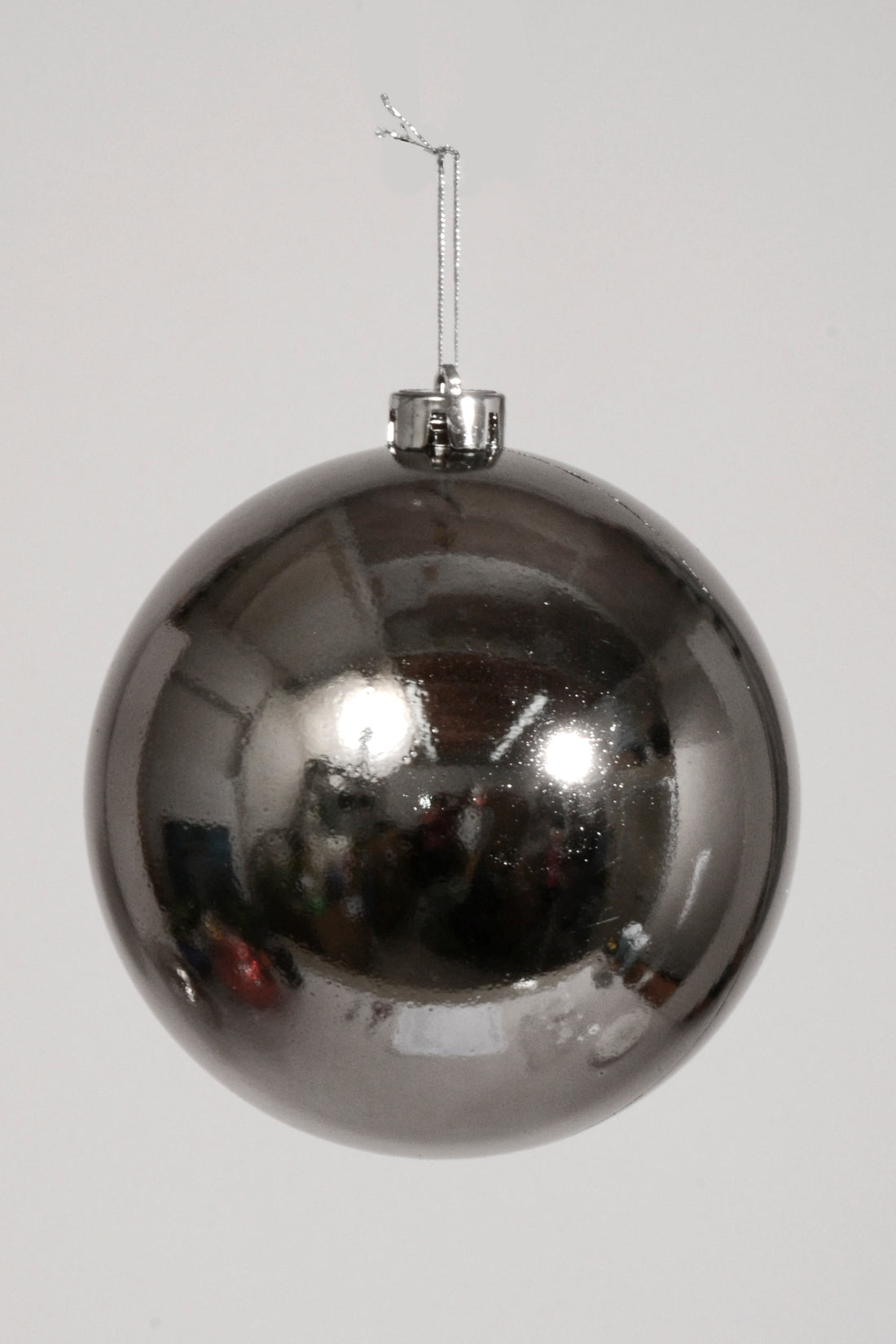 150Mm Shiny Plastic Ball Ornament Charcoal