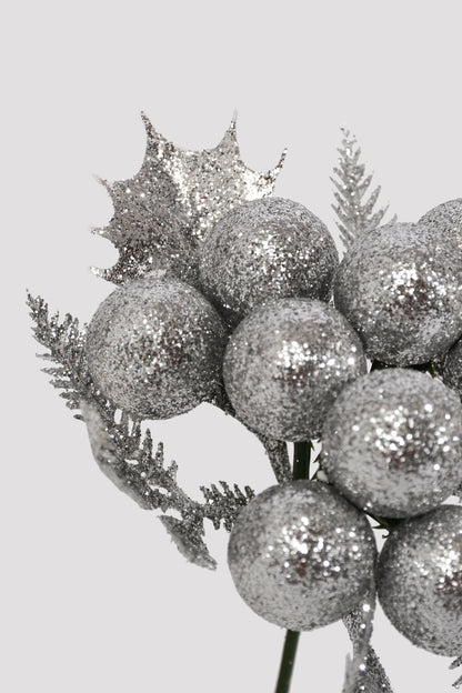 7" Xmas Berry Pick Silver Pkg/12
