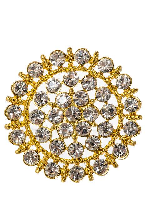 60mm Round Ribbon Button Gold