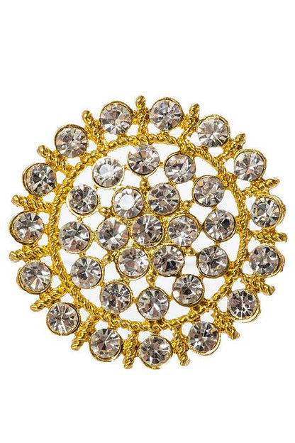 60mm Round Ribbon Button Gold