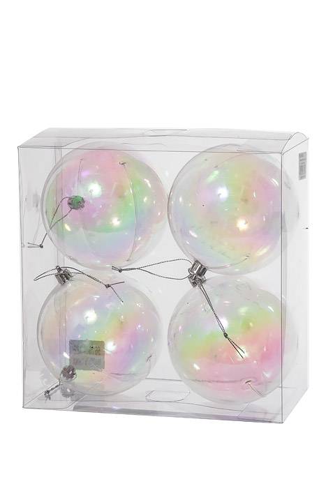 100mm Ball Clear Iridescent Bx/4