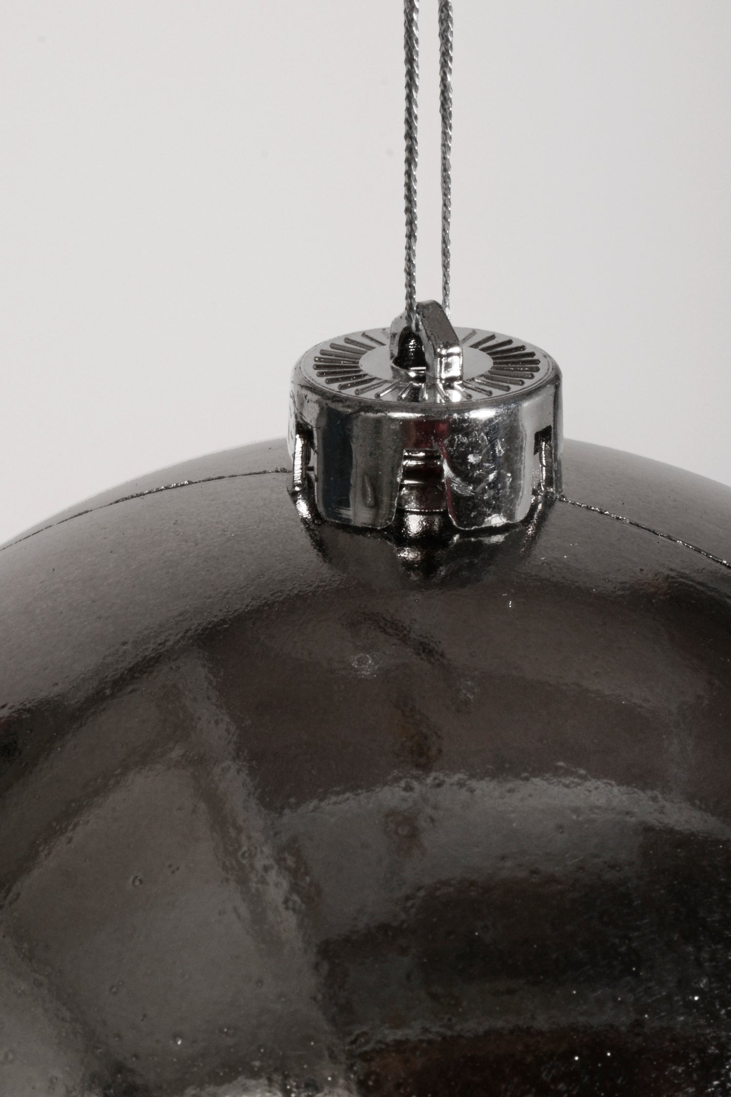 150Mm Shiny Plastic Ball Ornament Charcoal