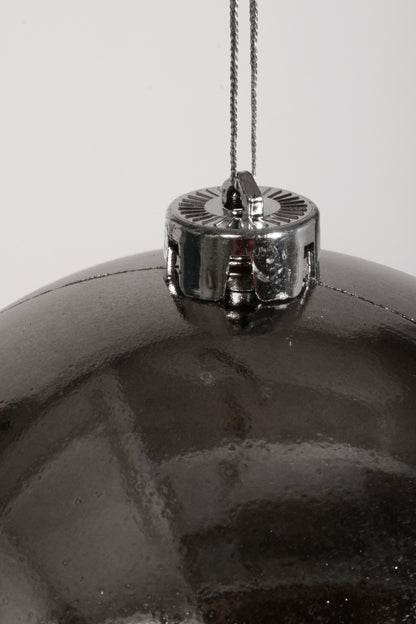 150Mm Shiny Plastic Ball Ornament Charcoal