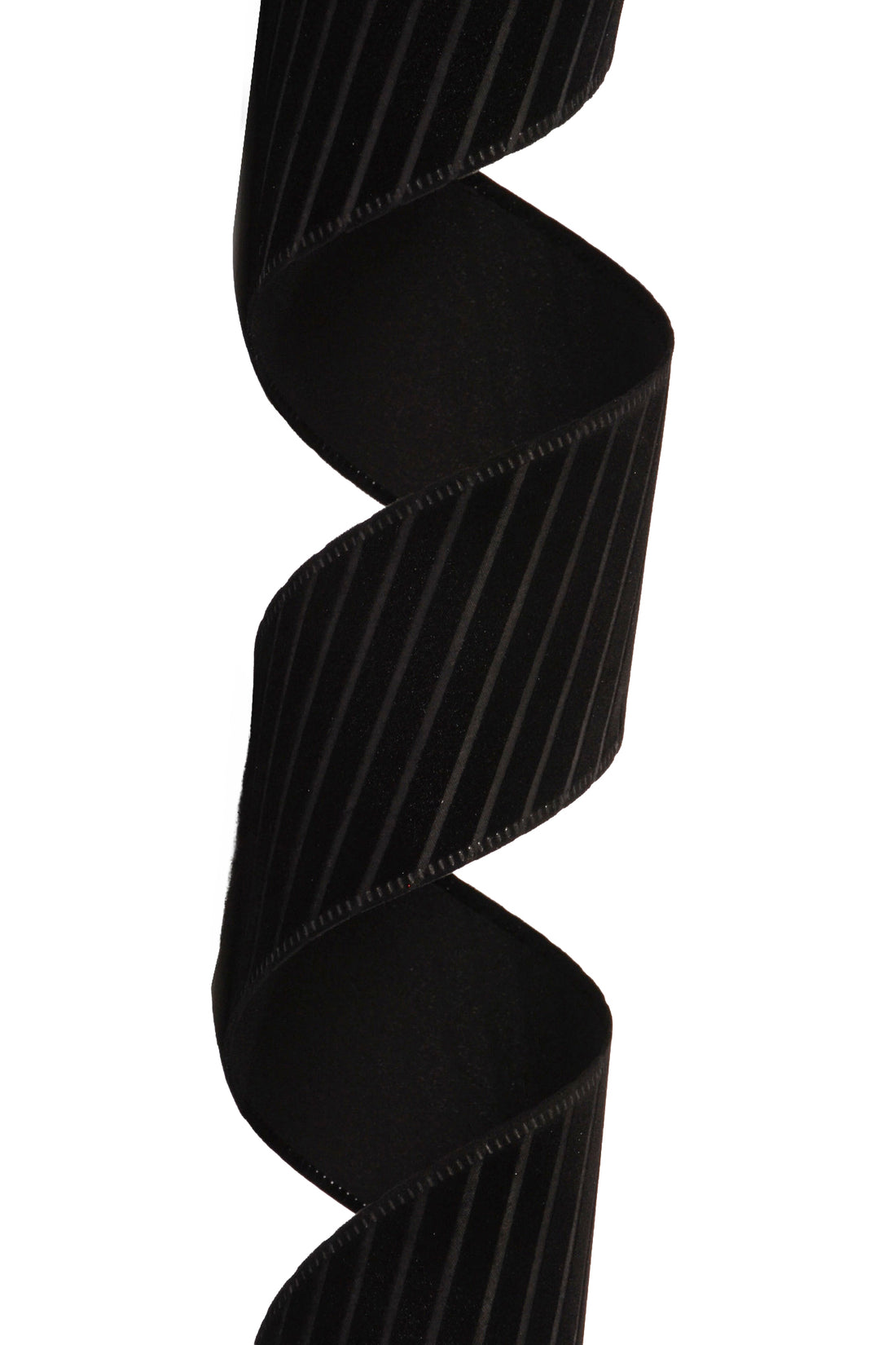 2.5" X 10Yds Wired W/Diagonal Line Velvet Ribbon Black