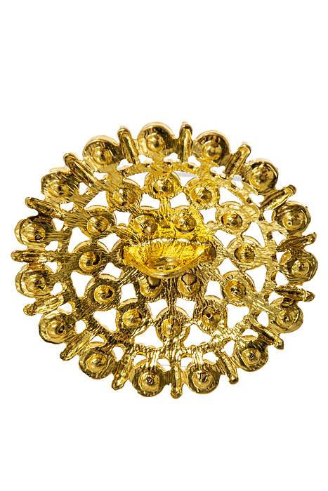 60mm Round Ribbon Button Gold