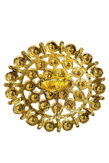 60mm Round Ribbon Button Gold