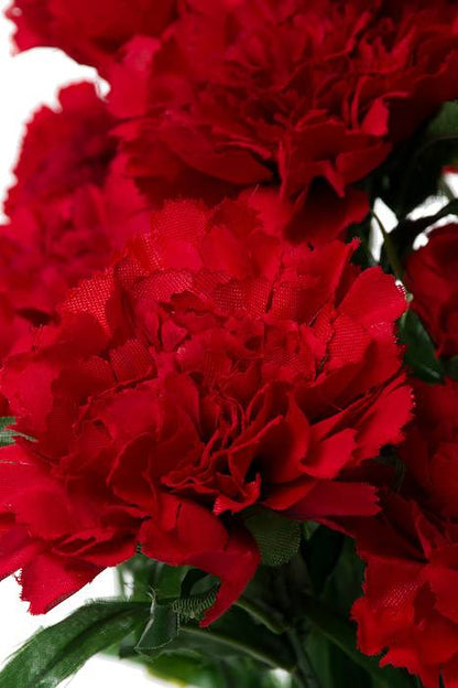 18" Silk Carnation Bush Red