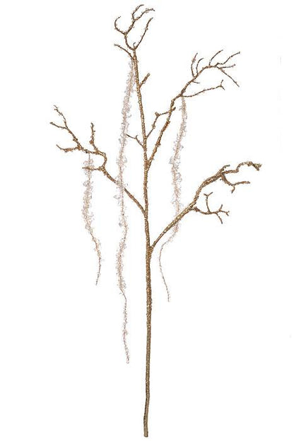 36" Beaded Amaranthus Hanging Spray Clear Water/Gold