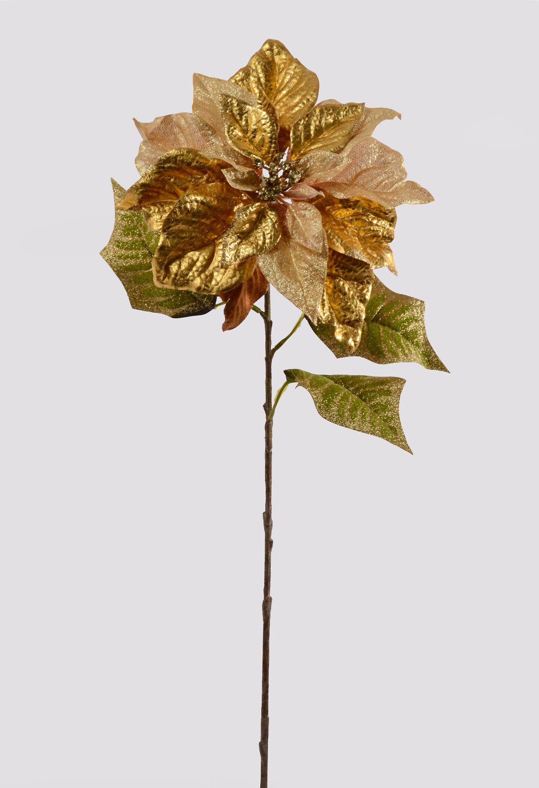 28" Metallic Shimmer Poinsettia Spray Gold