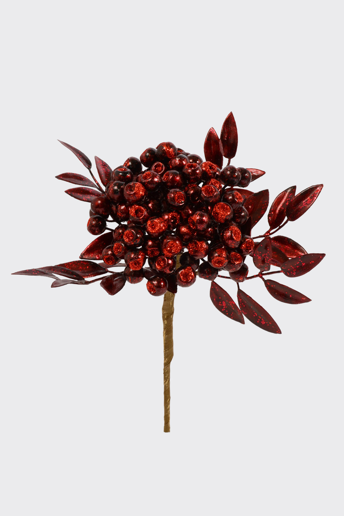 12" Metallic Glitter Berry Cluster Stem Burgundy