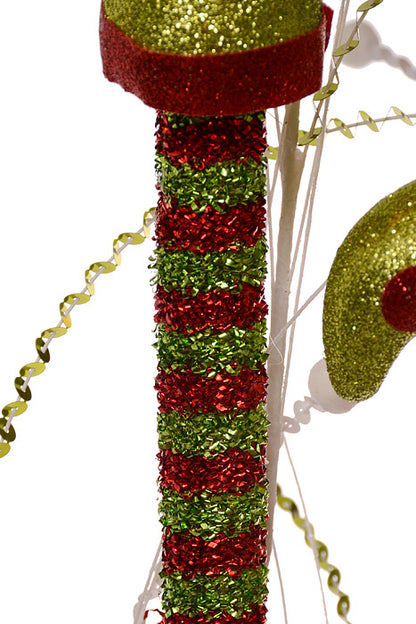 38" Glitter Elf Legs Spray Red/Green