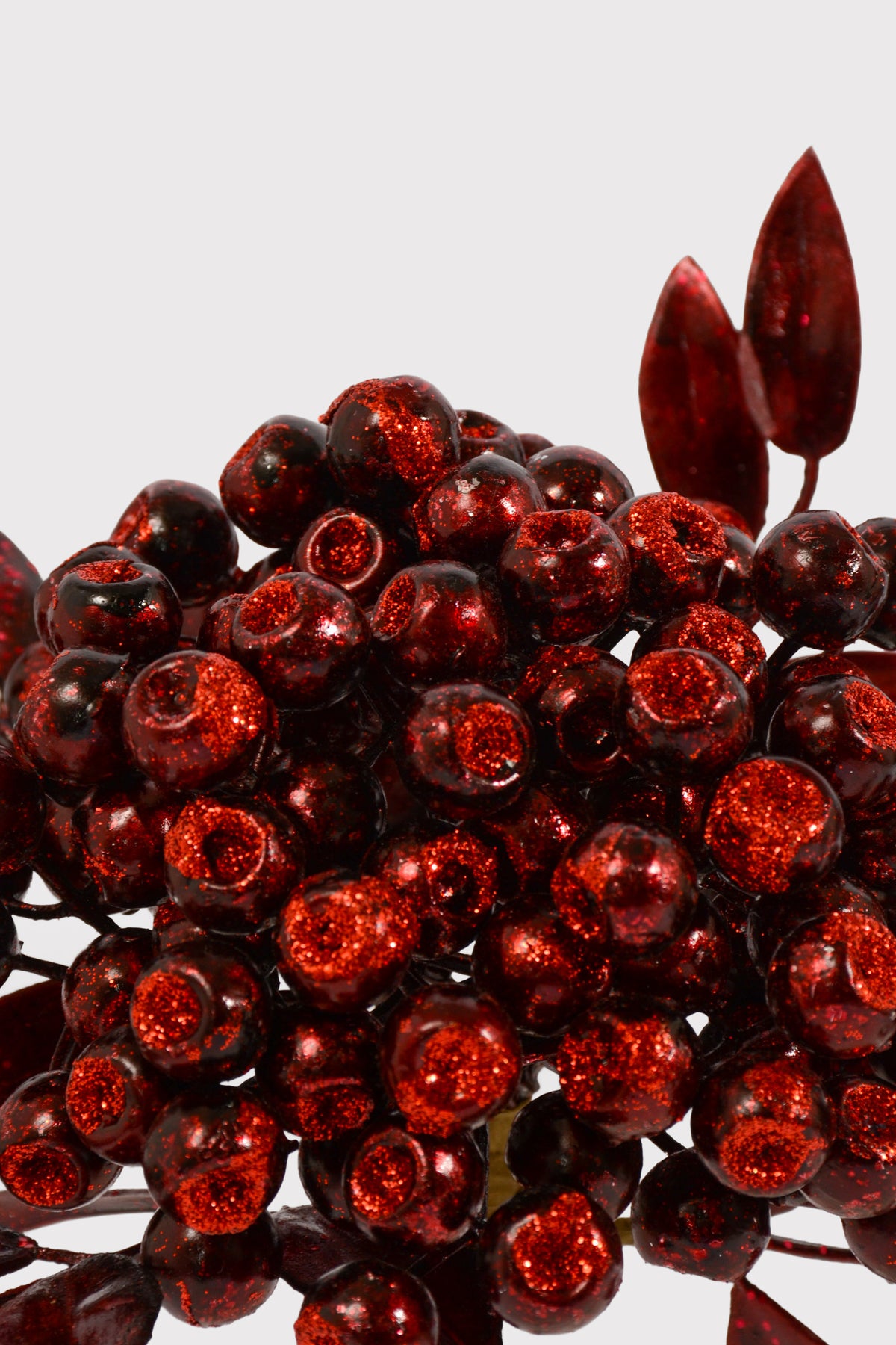 12" Metallic Glitter Berry Cluster Stem Burgundy