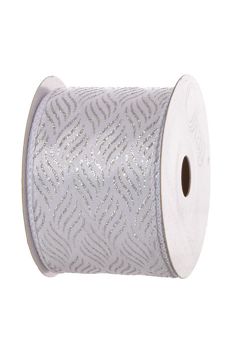 2.5" X 10Yds Wired Branice Ribbon (White/Silver)