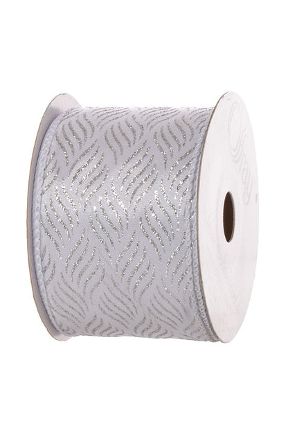 2.5" X 10Yds Wired Branice Ribbon (White/Silver)