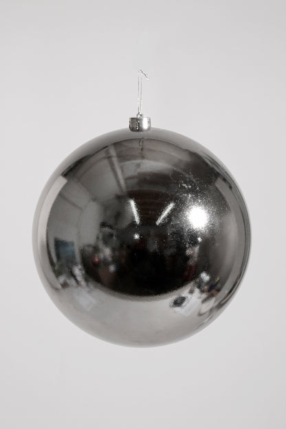 200Mm Shiny Plastic Ball Ornament Charcoal