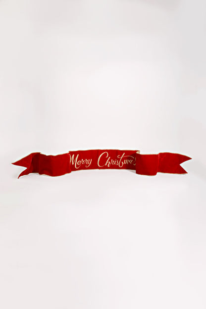 70" Velvet Embroidery Merry Christmas Ribbon Red/Gold