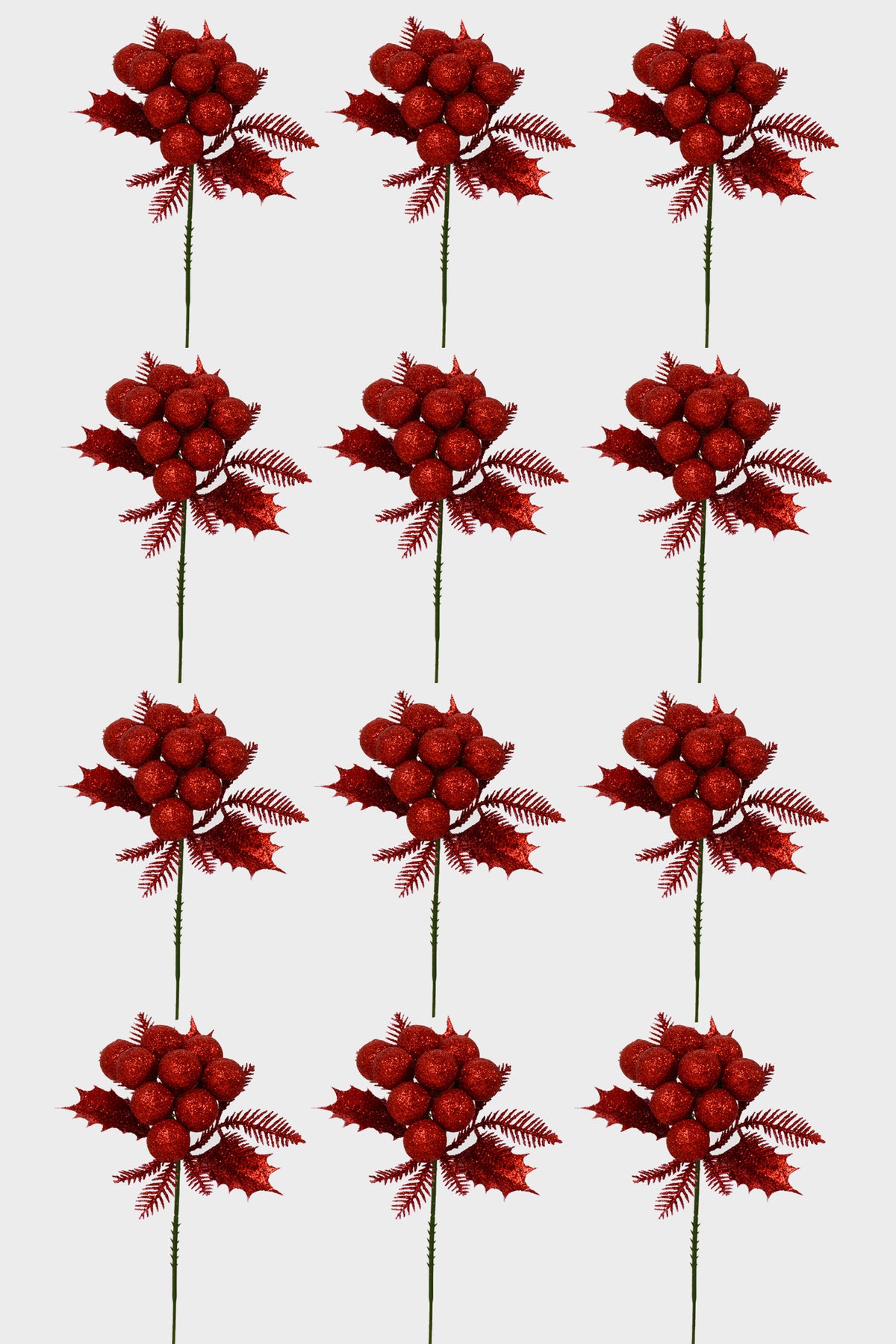 7" Xmas Berry Pick Red Pkg/12