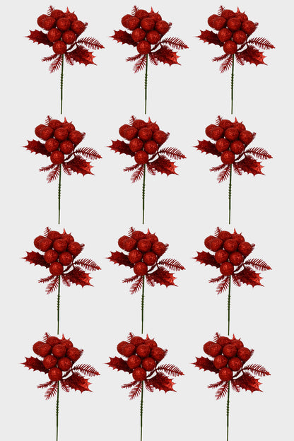 7" Xmas Berry Pick Red Pkg/12
